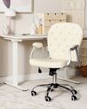 Swivel Faux Leather Office Chair Beige with Crystals PRINCESS_855644