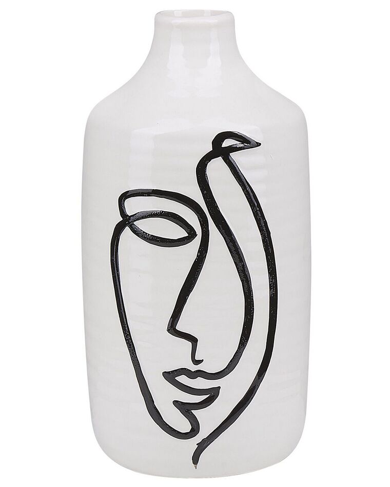 Vaso de cerâmica grés branca 22 cm AENUS_810628