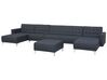 Canapé panoramique convertible en tissu gris foncé 6 places avec pouf ABERDEEN_718921