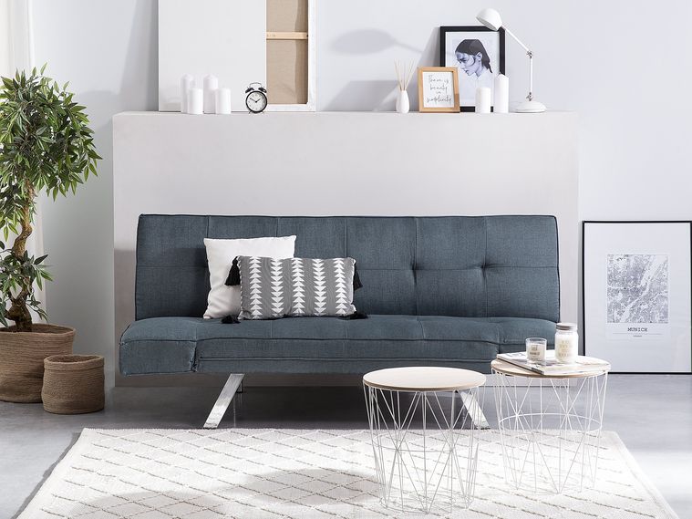 Fabric Sofa Bed Dark Blue BRISTOL II Beliani.es