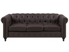 Ruskea 3-istuttava keinonahkasohva CHESTERFIELD Ruskea 3-istuttava keinonahkasohva CHESTERFIELD