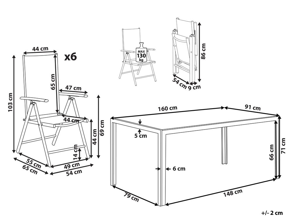Gartenmöbel Set Aluminium schwarz 6-Sitzer CATANIA | Beliani.at