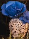Stoneware Flower Vase 19 cm White with Navy Blue MILETOS_829058