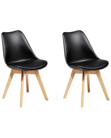 Set di 2 sedie in plastica nera e legno naturale DAKOTA II