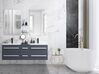 Badrumsmöbler väggskåp 2 spegel 2 tvättställ och glashylla grå MADRID_702558