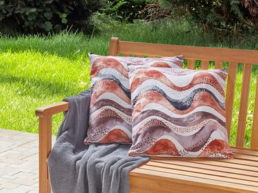 Set of 2 Outdoor Cushions Abstract Pattern 45 x 45 cm Brown SEBORGA