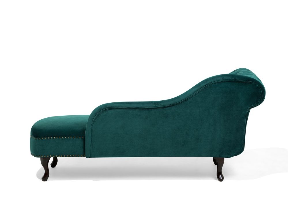 Left Hand Chaise Lounge Velvet Emerald Green NIMES Beliani.it
