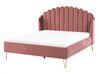 Łóżko welurowe 140 x 200 cm różowe AMBILLOU _857074