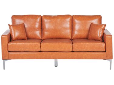 3 Seater Faux Leather Sofa Brown GAVLE