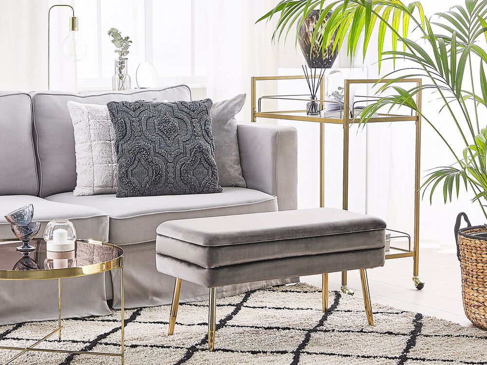 Bedroom Storage Bench Grey Durham Beliani De