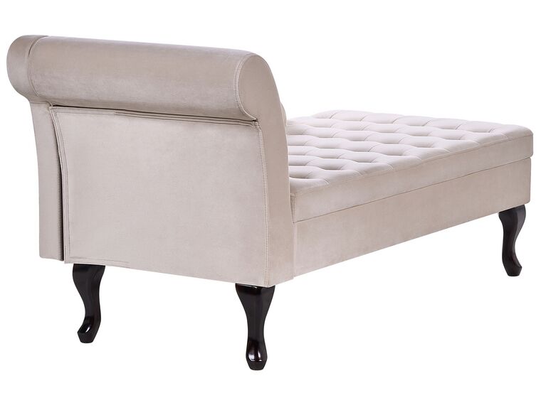 Chaise longue contenitore velluto beige sinistra PESSAC Beliani.it