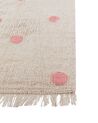 Kinderteppich Baumwolle beige / rosa 140 x 200 cm gepunktetes Muster Kurzflor DARDERE_906606