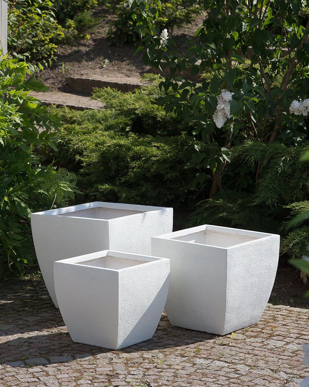 Blumentopf weiß quadratisch 53 x 53 x 51 cm ORICOS Beliani.at