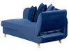 Chaise-longue à direita com arrumação em veludo azul marinho MERI II_914279