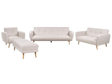 6-Sitzer Sofa Set hellbeige verstellbar mit Ottomane FLORLI