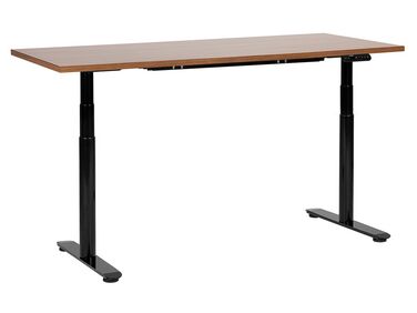Elektriskt justerbart skrivbord 160 x 72 cm mörkt trä och svart DESTINAS