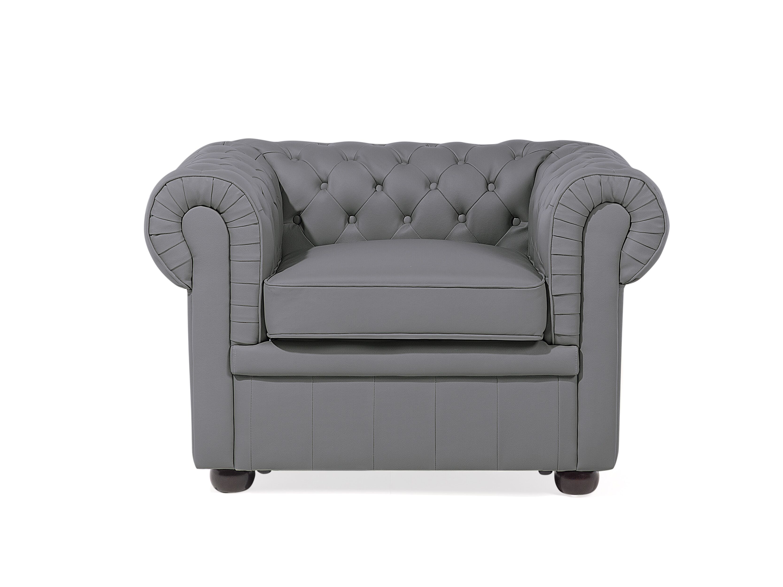 Leather Armchair Grey CHESTERFIELD Beliani.co.uk