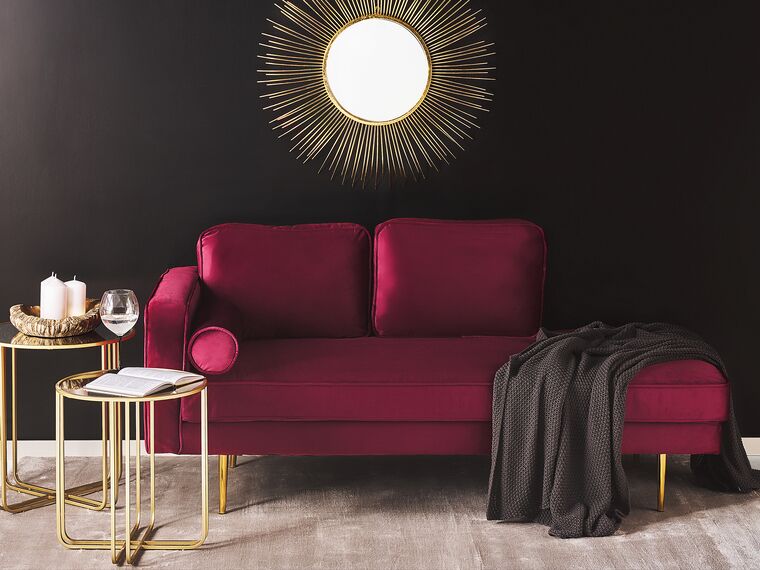 Chaise longue côté gauche MIRAMAS Velours Rouge foncé Chaise longue côté gauche MIRAMAS Velours Rouge foncé