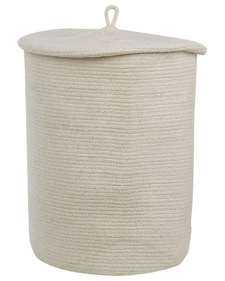 Korb mit Deckel Baumwolle cremeweiß ⌀ 44 cm SILOPI_840186
