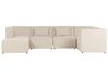 Canapé d'angle côté gauche modulable 5 places en velours côtelé beige avec ottoman LEMVIG_876169