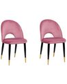 Sada 2 sametových jídelních židlí růžové MAGALIA_847694