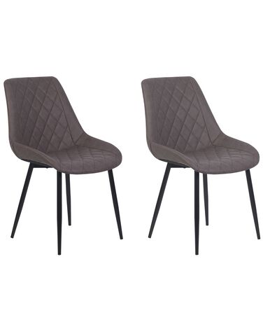 Conjunto de 2 sillas de comedor de piel sintética marrón oscuro/negro MARIBEL