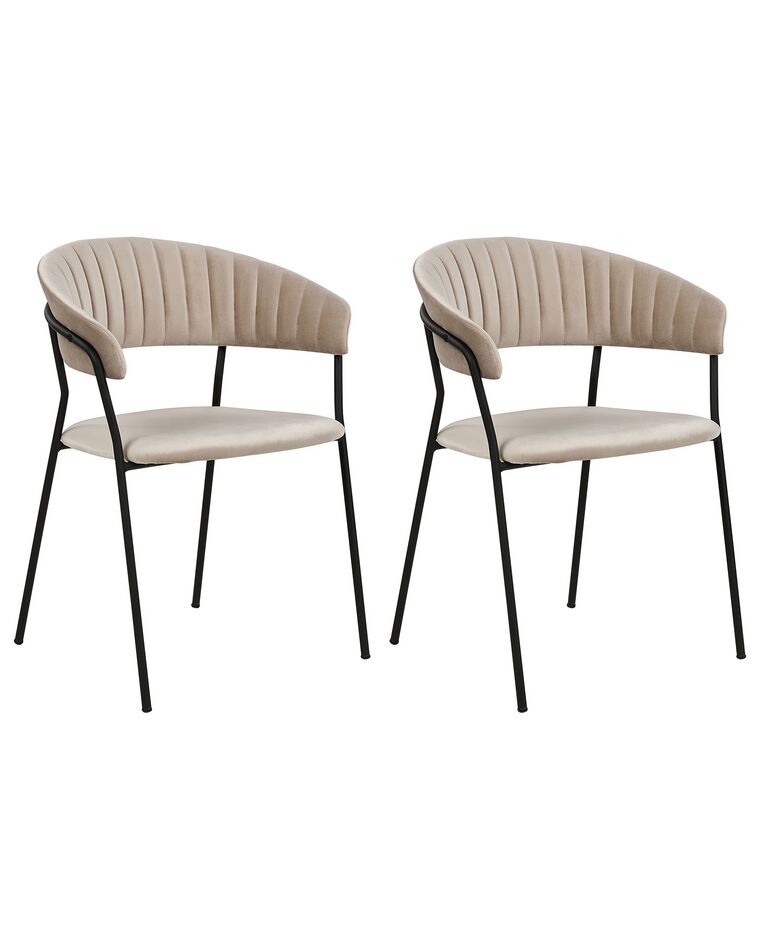 Conjunto de 2 sillas de terciopelo gris pardo/negro MARIPOSA_871951