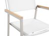 Négyszemélyes márványhatású üveg étkezőasztal fehér székekkel COSOLETO/GROSSETO_881831