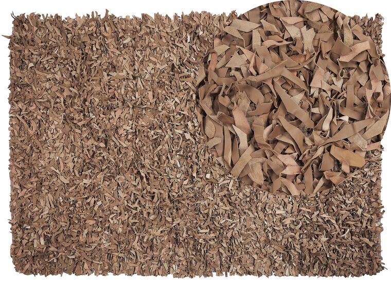 Leather Area Rug 140 x 200 cm Beige MUT_219790
