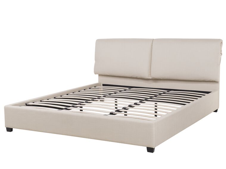 Letto Imbottito 180 X 200 Cm - Letto Con Contenitore Idraulico Striscia Led Controllata Tramite App Presa Usb Rete A Doghe In Metallo Beige 97619384