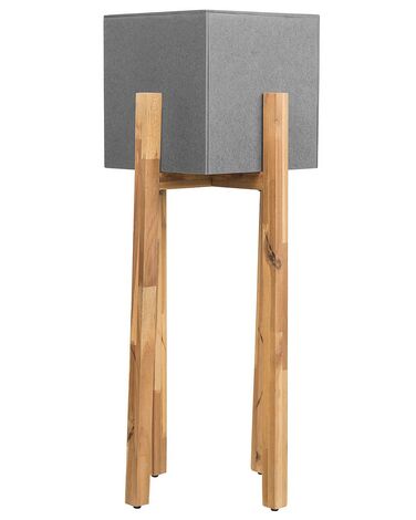 Cache-pot gris avec support en bois 30 x 30 x 95 cm DRIMOS