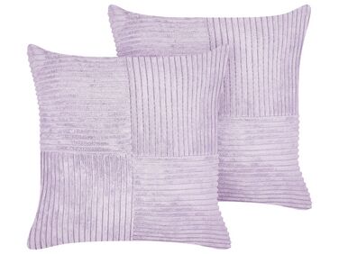 Set of 2 Corduroy Cushions 43 x 43 cm Violet MILLET