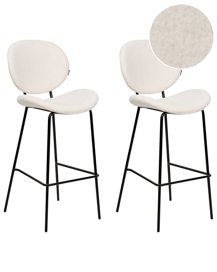 Set of 2 Boucle Bar Chairs White LUANA_886375