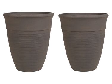 Conjunto de 2 vasos para plantas em pedra castanha 43 x 43 x 49 cm KATALIMA