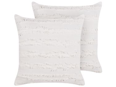 Set of 2 Cotton Cushions 45 x 45 cm White MAKNEH