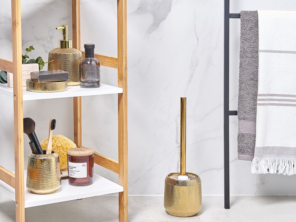 Badezimmer Set 4-teilig Keramik gold PINTO | Beliani.de