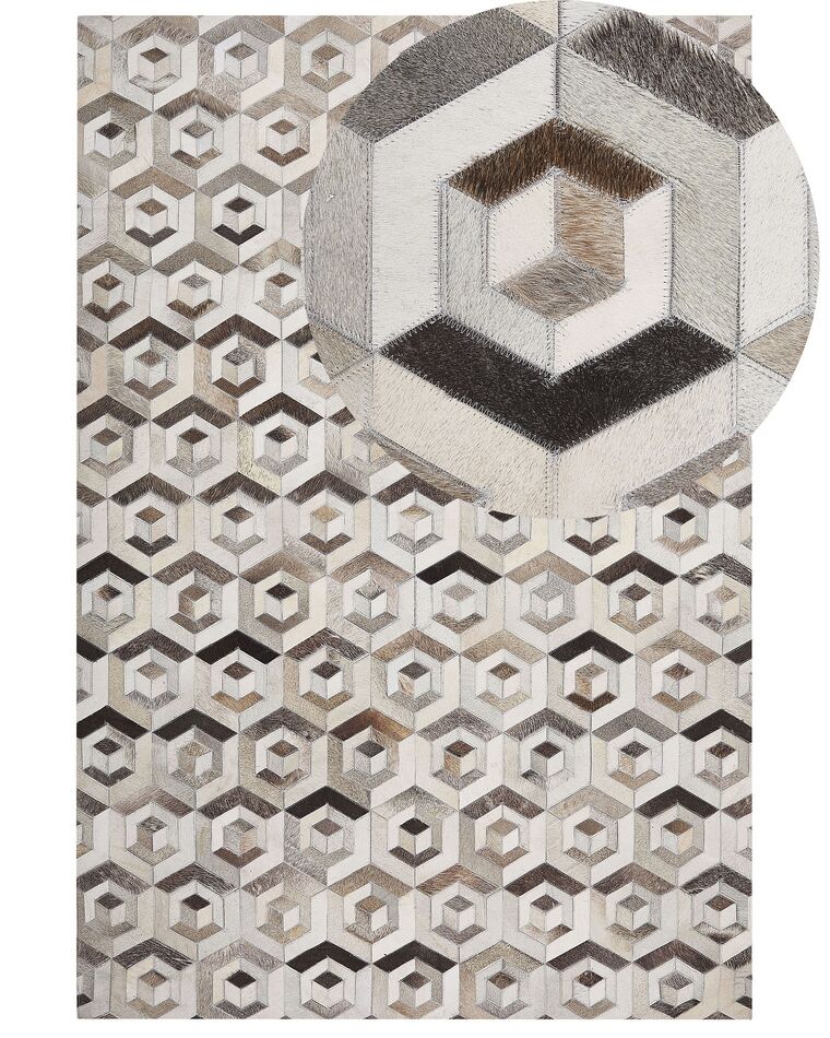 Dywan patchworkowy skórzany 160 x 230 cm brązowo-beżowy TAVAK _787192