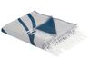 Manta de acrílico/poliéster azul/blanco crema 130 x 170 cm HAPREK_834467