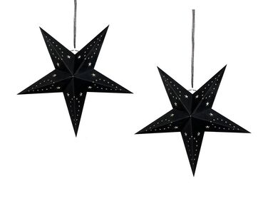 Sada 2 závesných zamatových hviezd s LED 45 cm čierna MOTTI