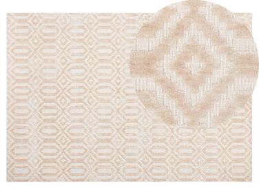 Teppich beige 140 x 200 cm geometrisches Muster Kurzflor ADATEPE