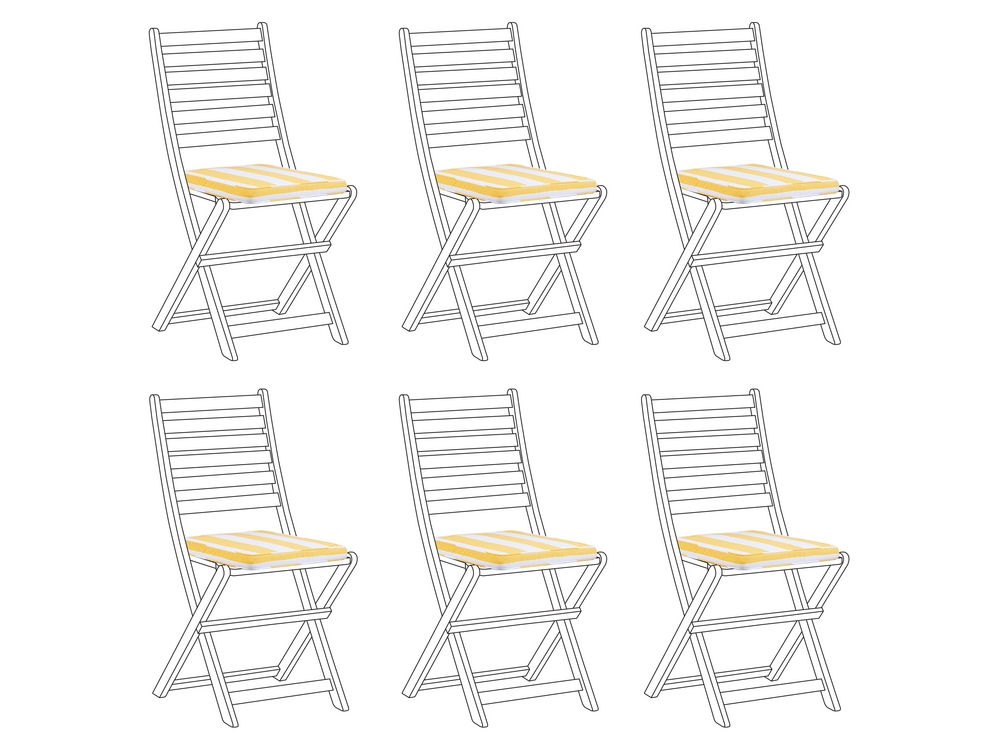 Sitzkissen für Stuhl TOLVE 6er Set gelb / weiß gestreift 31 x 39 x 5 cm 