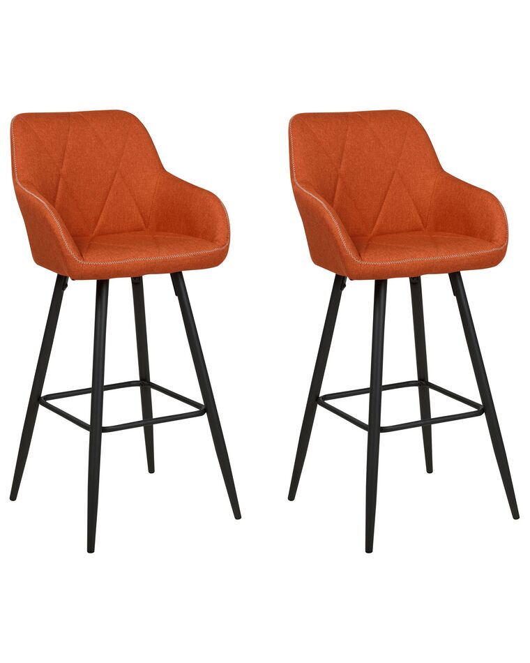 Set of 2 Fabric Bar Chairs Light Orange DARIEN_877616
