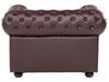 Leather Living Room Set Brown CHESTERFIELD_769472