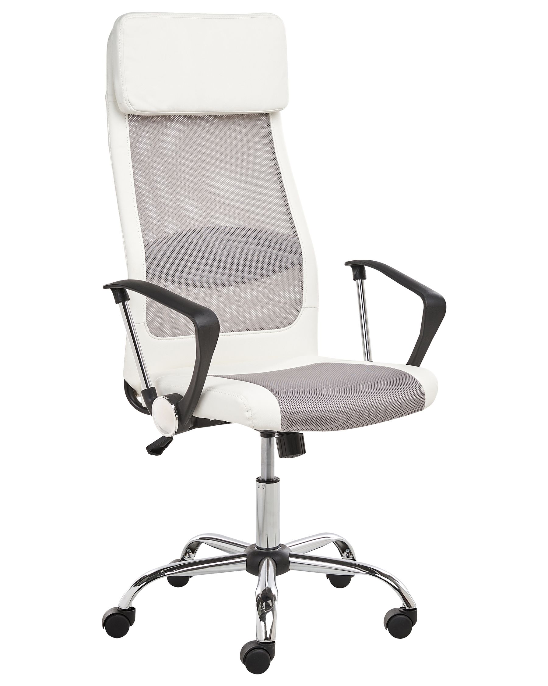 Faux Leather Office Chair White with Grey PIONEER Beliani.co.uk