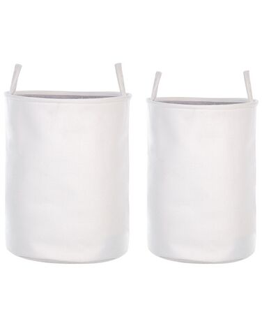 Conjunto de 2 cestos em tecido de poliéster branco e cinzento ARCHA