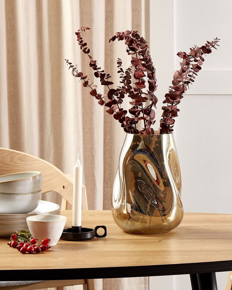 Glass Flower Vase 27 cm Brown IMEROS_838036