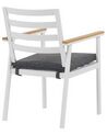 Conjunto de 4 cadeiras de jardim brancas com almofadas cinzentas CAVOLI_777366