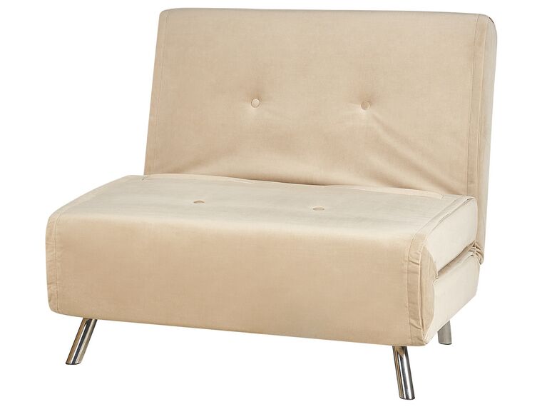Velvet Single Sofa Bed Beige FARRIS Beliani.co.uk