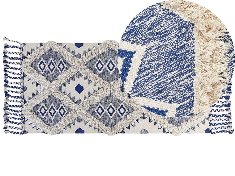 Bavlnený koberec 80 x 200 cm béžová/modrá MANAVGAT_843950