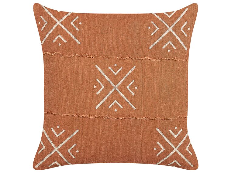 Cotton Cushion Geometric Pattern 45 x 45 cm Orange and White VITIS_838623